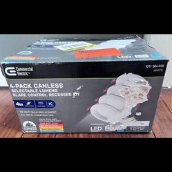 Commercial Electric 4in. LED 2Level Lumen Select Canless Recessed Adjust CCT 3PK
