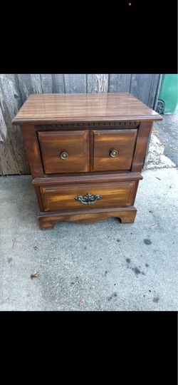 Wood Nightstand with Drawers