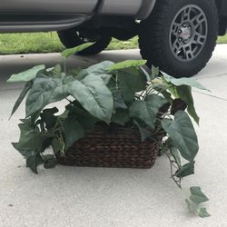Fake Faux Plant In Brown Basket 21 Inches 