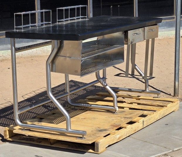 Stainless Steel Fabrication Workstation Desk with 2 Shelves and 2 Tool Holders (78" x 29" x 36"H)