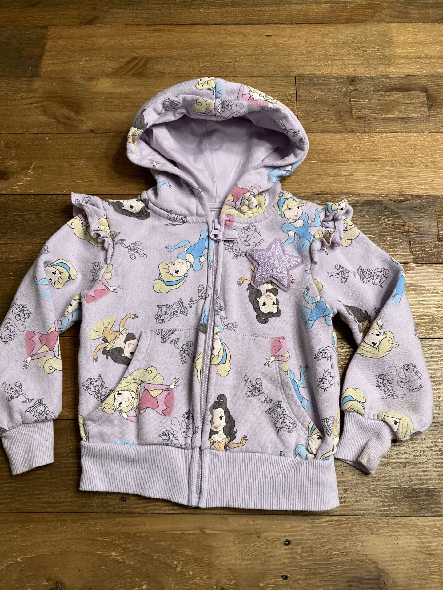 Disney Princess 4T girls sweatshirt zip up hoodie purple toddler
