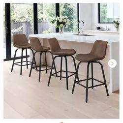 37 in. Faux Leather Bar Stools Set of 4 