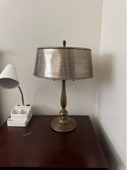 Vintage Brass Table Lamp with Metal Shade