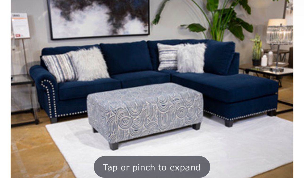 Blue Sectional With Pillows 