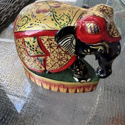 Hand Painted Wooden Elephant 