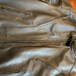 Mens Leather Motorcycle Jacket - Size 52
