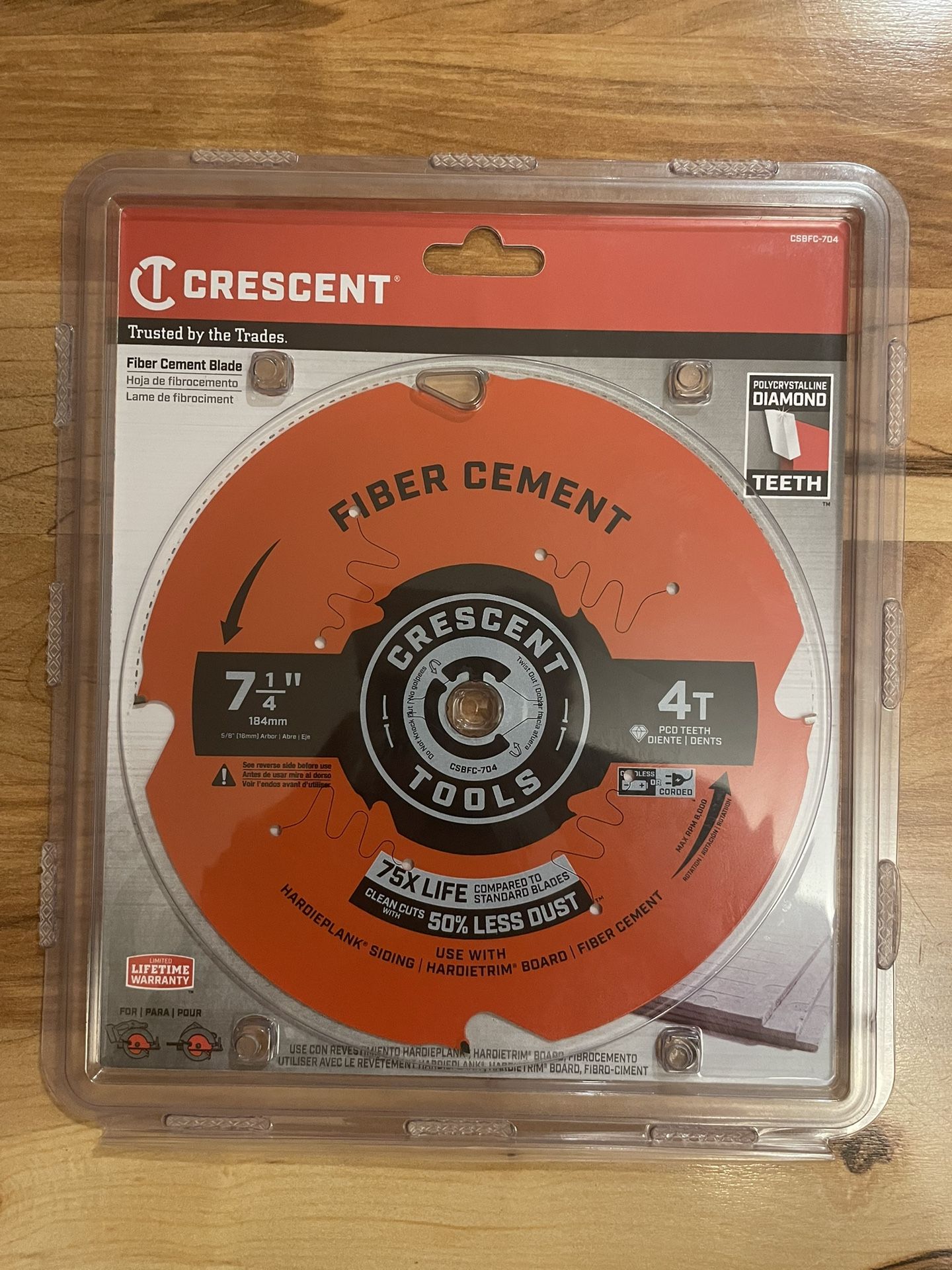 Crescent Fiber Cement 7-1/4-in 4-Tooth Diamond Circular Saw Blade