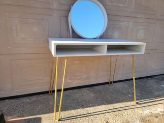 White Shelf Unit with Gold Hairpin Legs