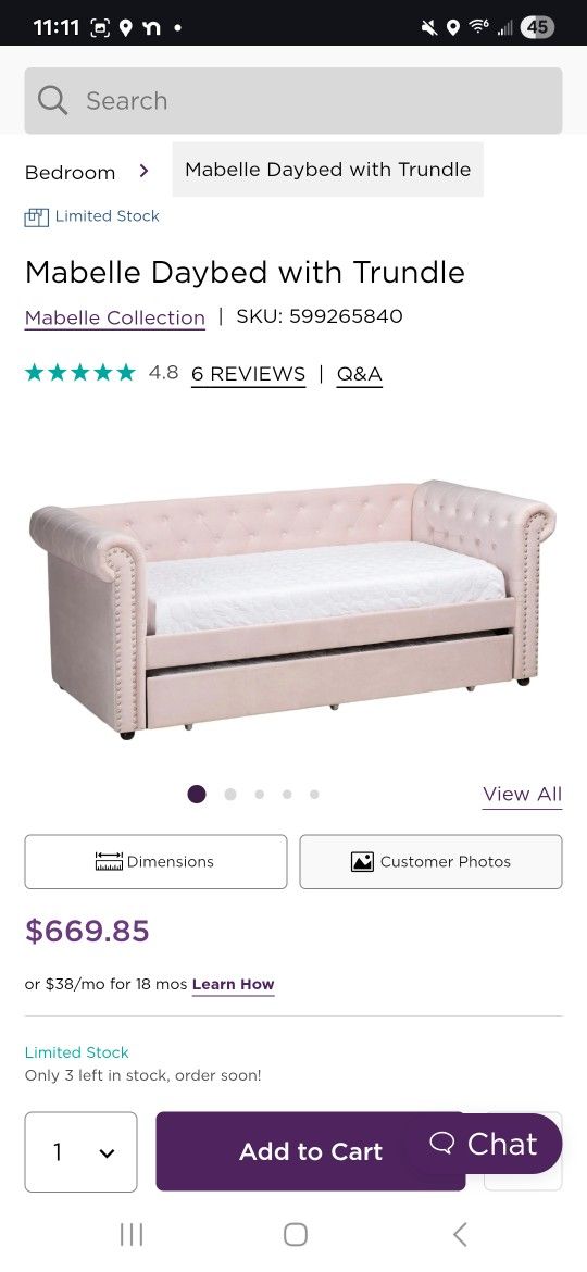 Day Bed Pull Out Two Mattresses Light Pink