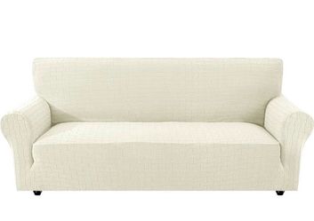 New 1 Piece 71"-91" Stretch Couch Cover Non-Slip Sofa, Beige Yellow, pet friendly