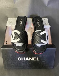 Chanel CC Quilted Slide Sandals