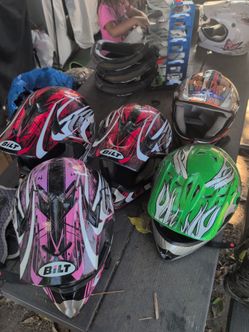 5 Dirt Bike Helmets good used condition