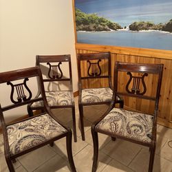 Antique harp back chairs