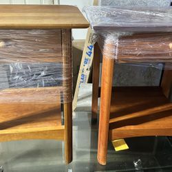 Pair of Solid Wood Nightstands End Tables