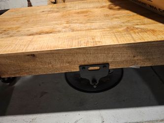 Industrial Wood Coffee Table with Casters