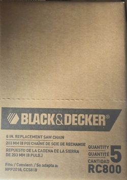 BLACK&DECKER®  8 IN. REPLACEMENT SAW CHAIN  203 MM (8 PO) CHAÎNE DE SCIE DE RECHANGE  REPUESTO DE LA CADENA DE LA SIERRA DE 203 MM (8 PULG.)  Fits:/Co