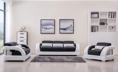 Brand New Gorgeous looking, Leather Gel, Black & White Sofa set on Promotion