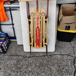Vintage Snow Sled.  2" Shy Of 4 Ft Long. Wood And Excellent Condition.