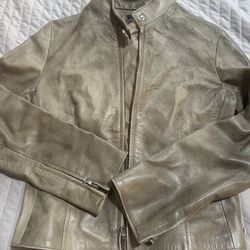 True Leather Beige Woman Jacket - Imported From Italy Size M 