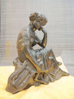 Late 1880s Victorian spelter figurine Woman with Lyre