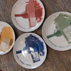 Wine Enthusiast Lord Winston Wine And Cheese Appetizer Plate Set Of 4Plate Set Of 4. Decorative..