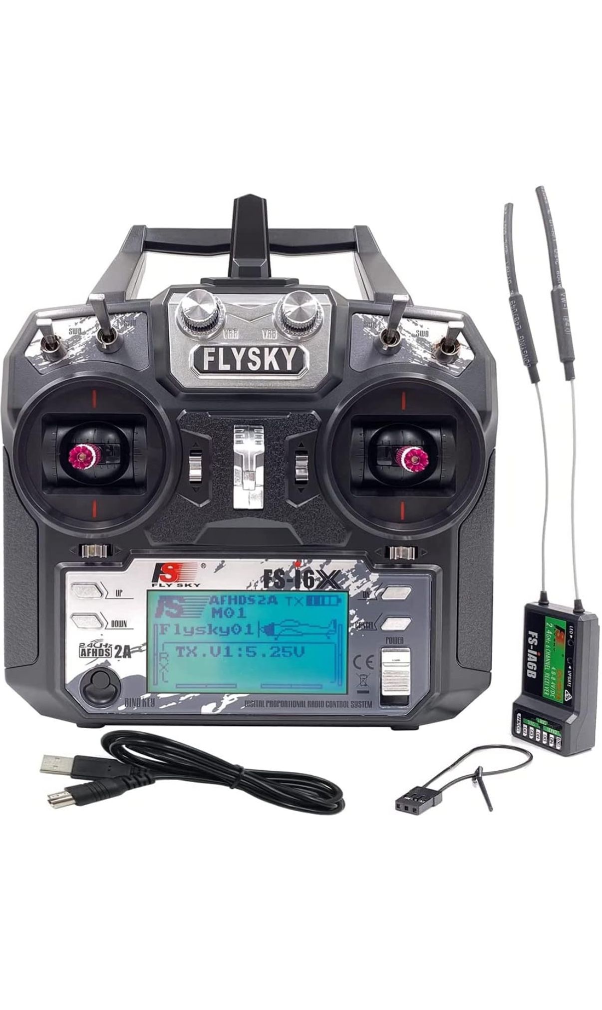 DTXMX FS-i6X 6CH RC Transmitter and Receiver FS-iA6B 2.4GHz Radio Controller for RC Quadcopter FPV Racing Drone, Compatible Flysky AFHDS2A RX