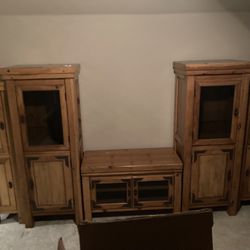 Solid Wood Entertainment Stand With Coffee table And End Table 