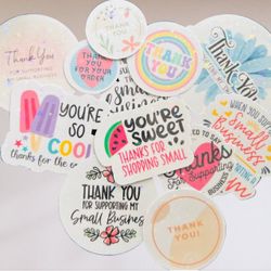12 Die Cut Custom Thank You Stickers - Holographic & Waterproof - Save 37.5%