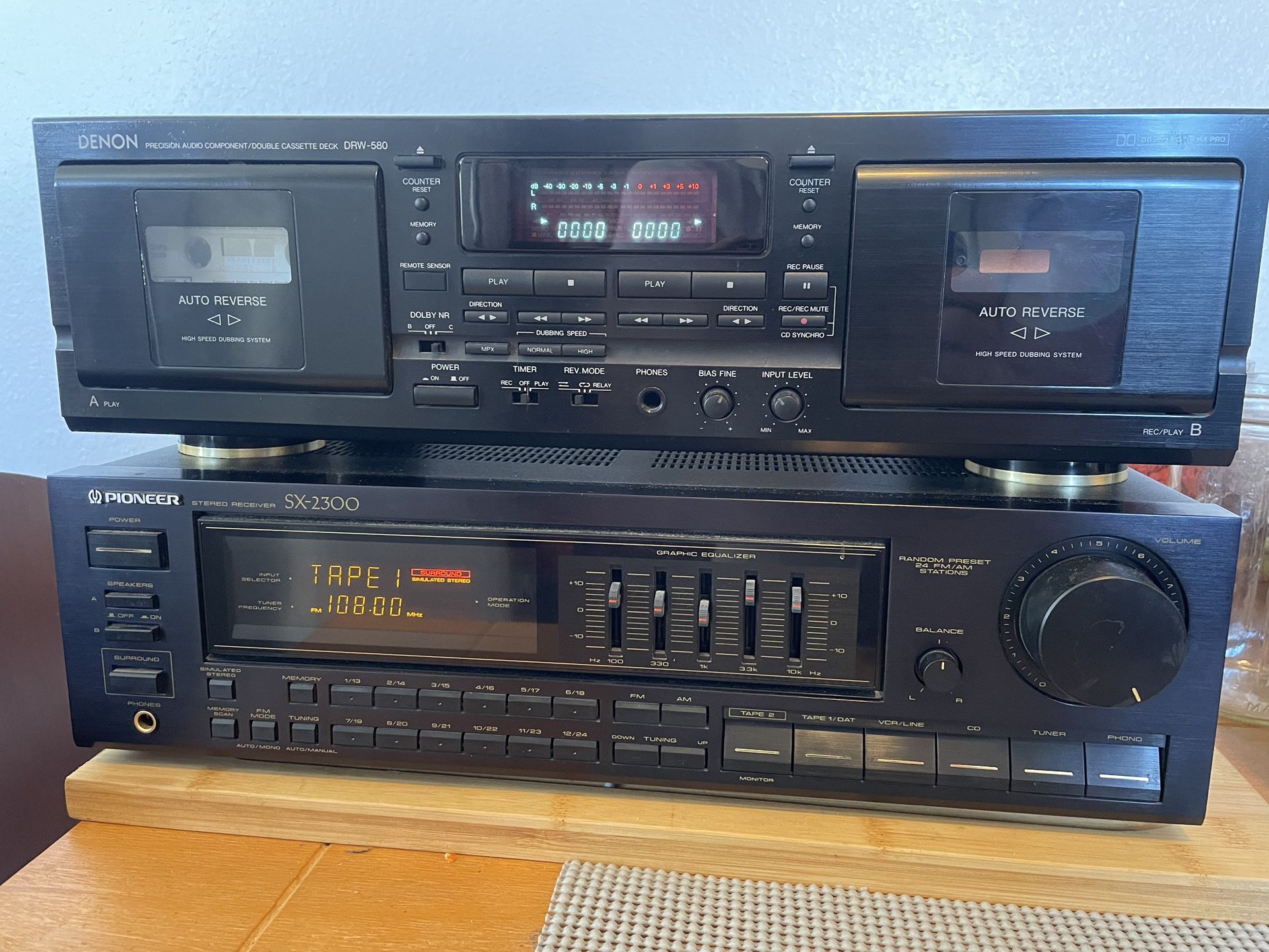 Pioneer Stereo Receiver & Denon Dual Tape Deck