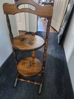Vintage Solid Wood Fold Up Pie/Plant Stand