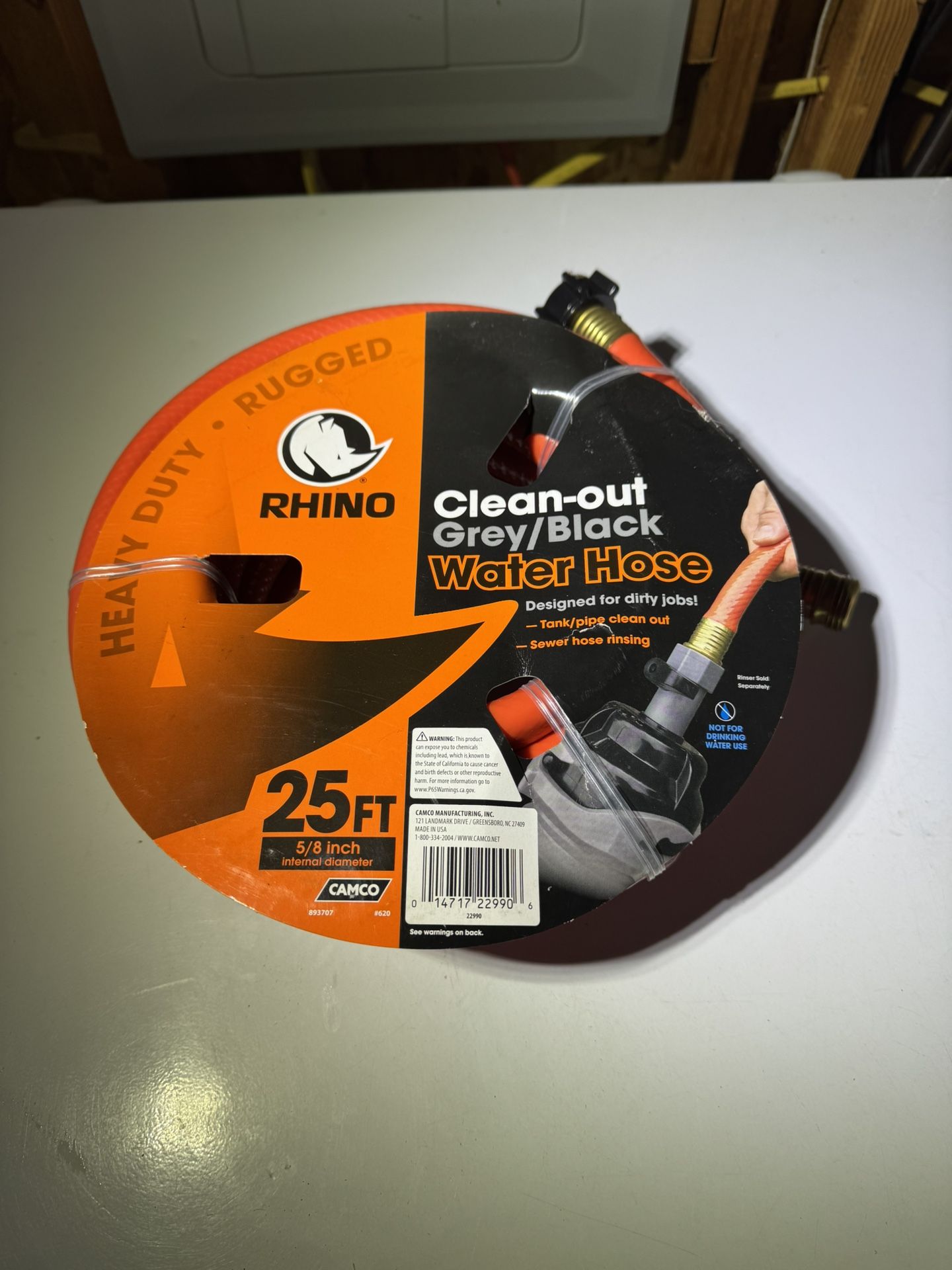 Rhino 25ft Grey/Black Tank Blowout Hose