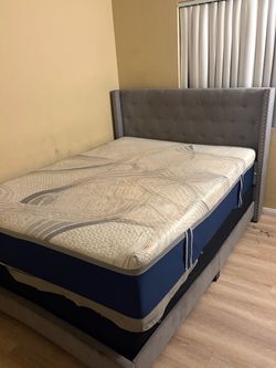 Grey Queen Rhinestone Bed Frame