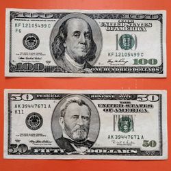 Older vintage US currency paper bills Federal Reserve bank notes money
