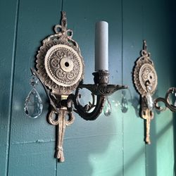 Vintage Spanish Revival brass wall sconces