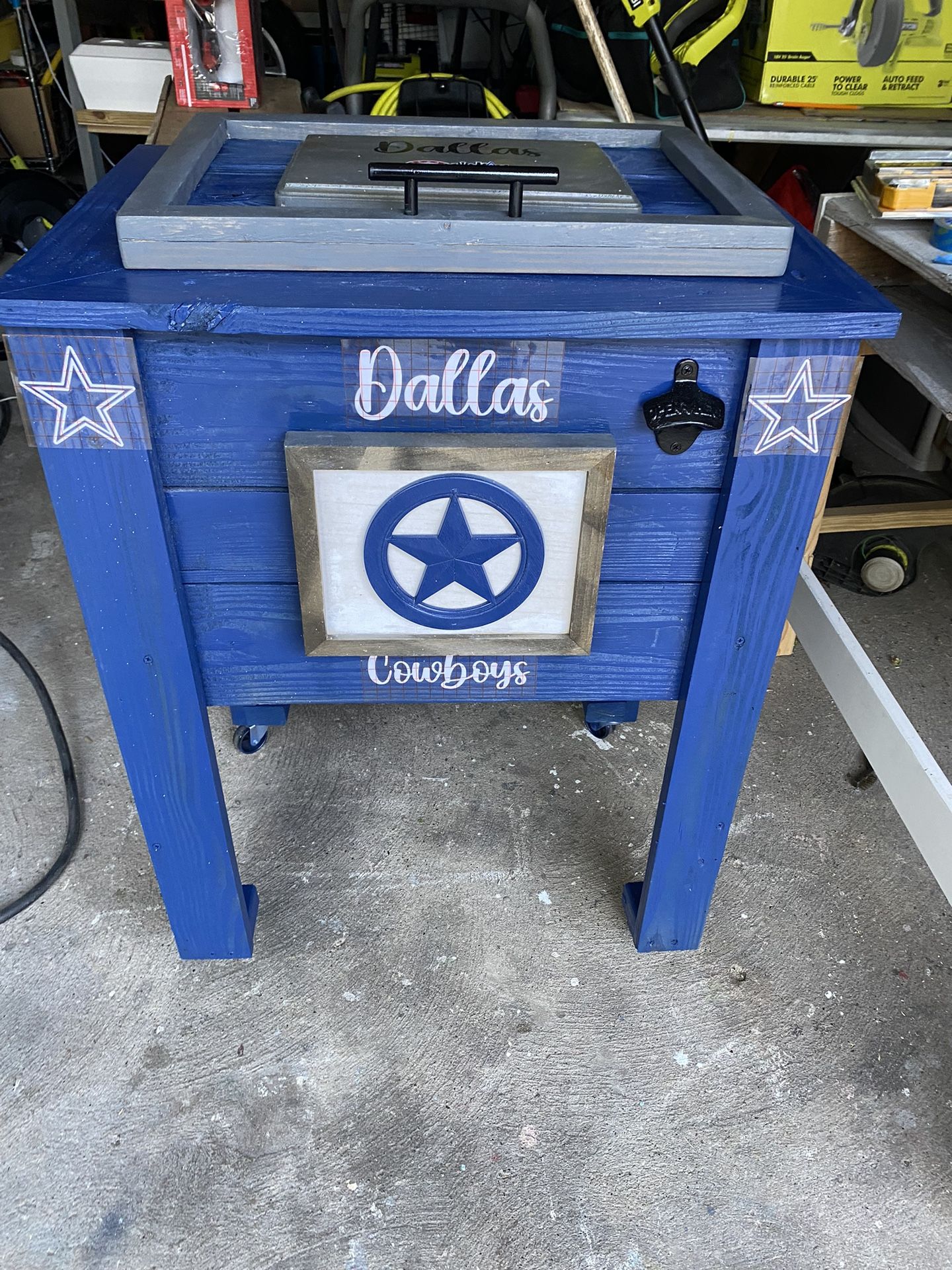Custom Made Wood Ice Chest . Dallas Cowboys Rolling Ice Chest Just In Time For Cowboys Season .
