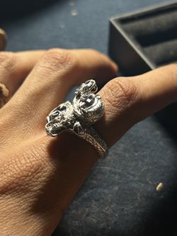 Sterling Silver Dragon Ring With Amethyst Stones