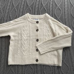 old navy cable knit cream white sweater cardigan M