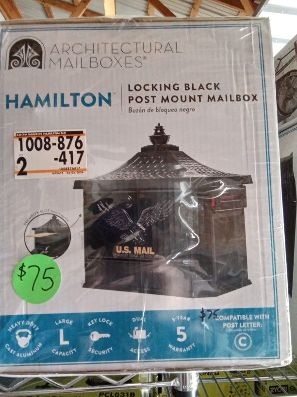 Locking Black Post Mailbox  $75