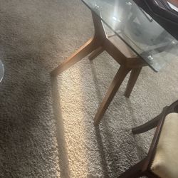 two Glass Wood End Tables