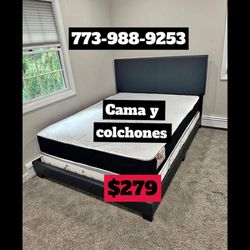 Queen Bed 🛏️ Headboard Frame Mattress And Box Spring All Included Brand New Same Day Delivery 🚚 Or Store Pickup 
