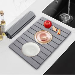 Large Fast Dry Stone Mat, 24" x 16" Drying Board Diatomaceous for Kitchen Counter, Dish Drying Mat, Bathroom Absorbent Pad, Drying Stone Mat for Kitch