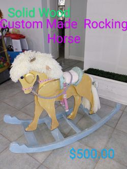 ROCKING HORSE HAND PAINTED ONE OF A KIND GREAT EASTER GIFT,OR PHOTOGRAPHED PROP BEAUTIFUL PICK UP FTPIERCE