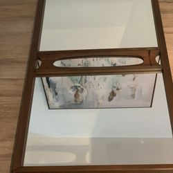 Large Mid Century Brutalist Mirror solid wood