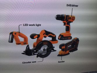 BLACK + Decker 20 V Cordless Tool Sehr , 1.5 Ah, 4 Piece, …2 Batteries  and charger  Included… OPEN BOX NEVER USED