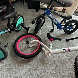 Strider 12”, Bixie big kids 16” balance bike, STCRATCH 3 in 1 balance bike/tricycle/pedal bike