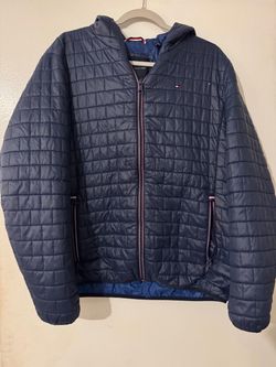 Men’s Tommy Hilfiger Navy Quilted Hooded Jacket – XL