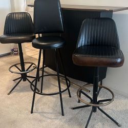 Mid-Century Home bar & 3 Stools