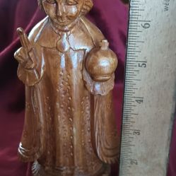 Antique Carved Wood Religious Statue 