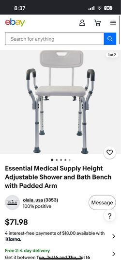 Shower bench w arms and back