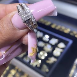 14k White Gold Wedding Ring And Band